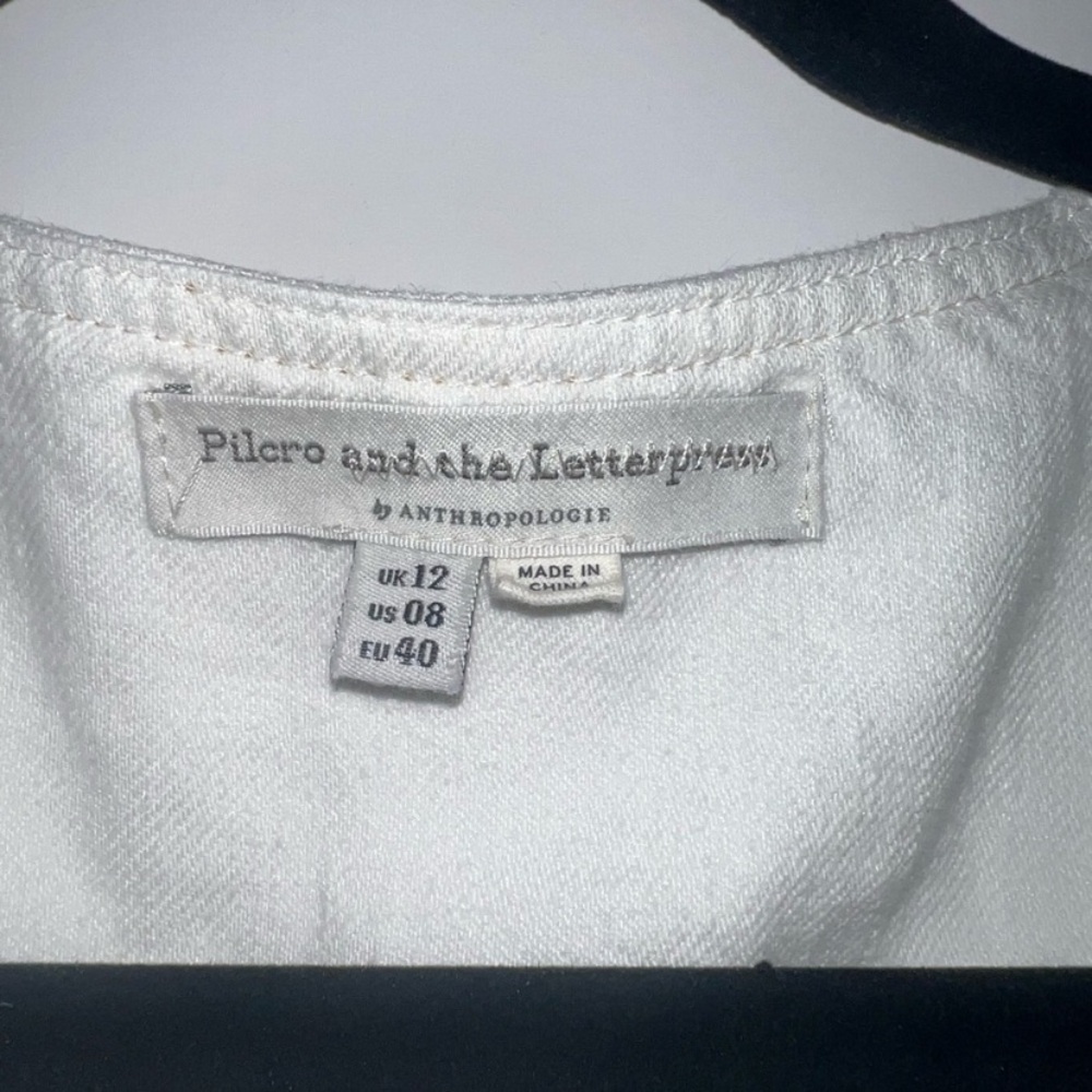 NWOT Anthropologie Pilcro Linen Blend White Button Front Dress w Pockets 8 - Picture 4 of 4